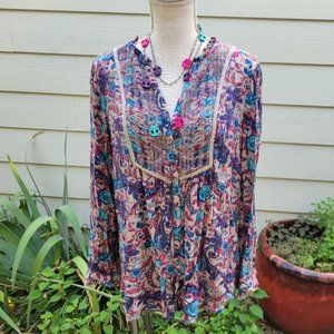 Vintage America sz L button prarie blouse